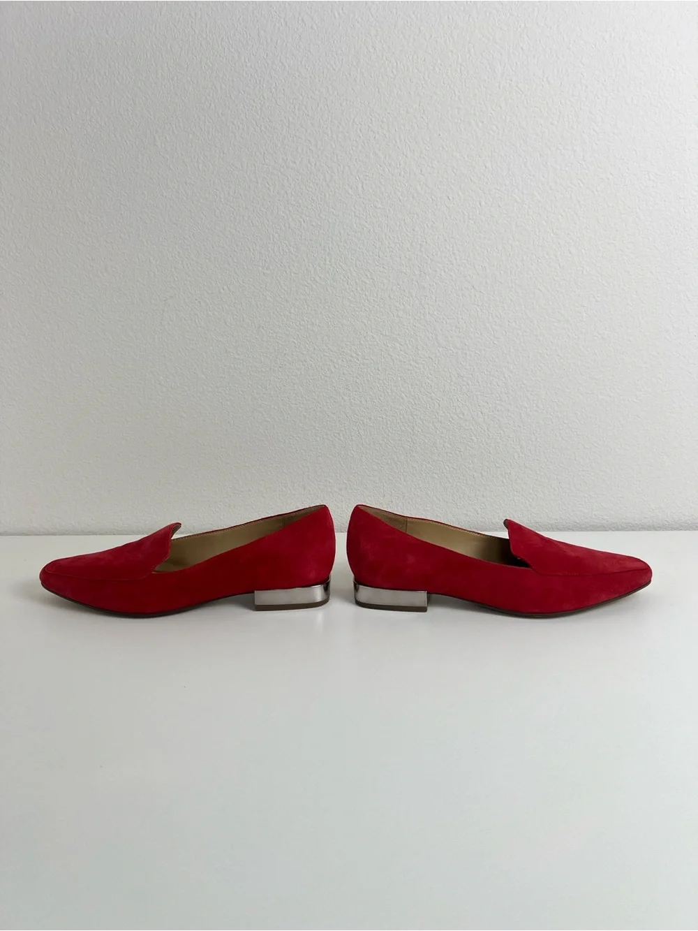 Naturalizer CLEA Red‎ Suede Loafers 8.5M Square Toe Low Block Heel Slip On Shoes